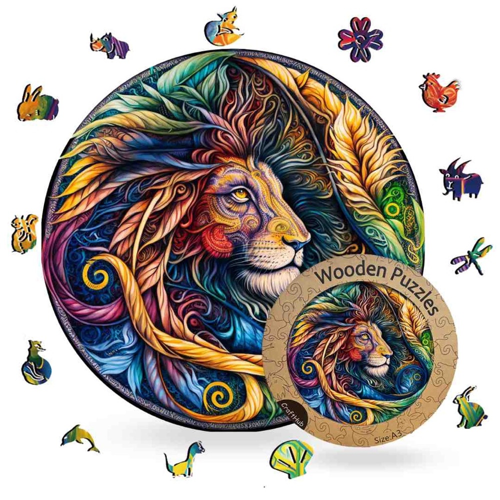 Colorful Lion Wooden Puzzle